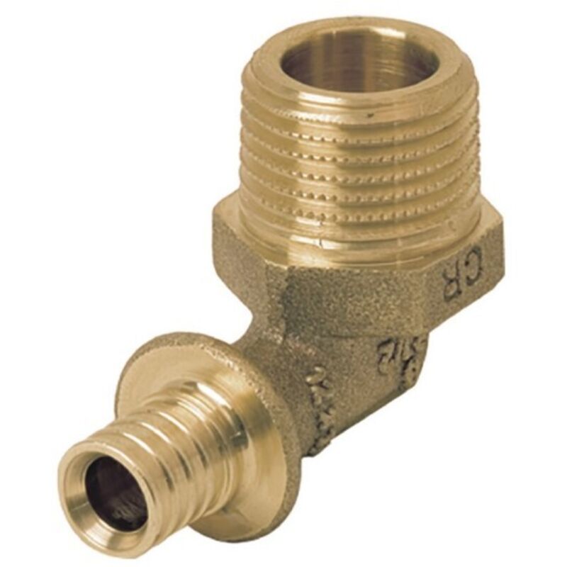 Rehau - 242073-001 - Elbow 90° threaded male 12x1.1-R3/8 brass - gold