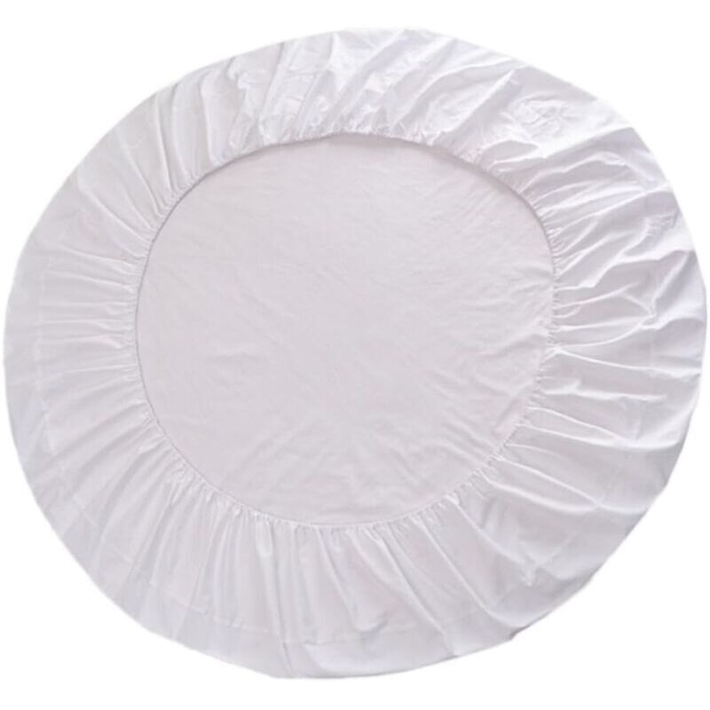 Round cotton fitted sheet, Round fitted sheet - white