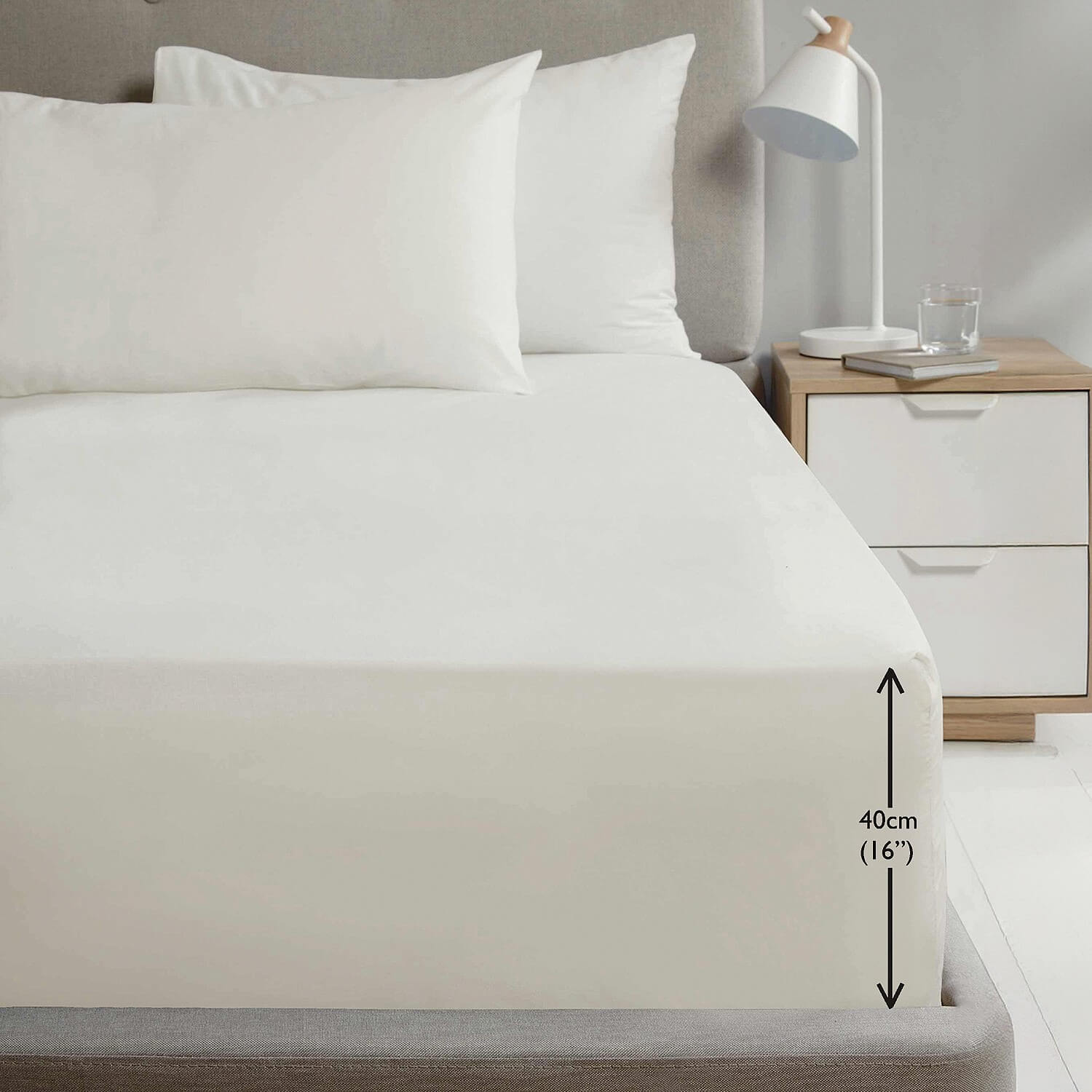 Single Cream Percale Extra Deep Fitted She