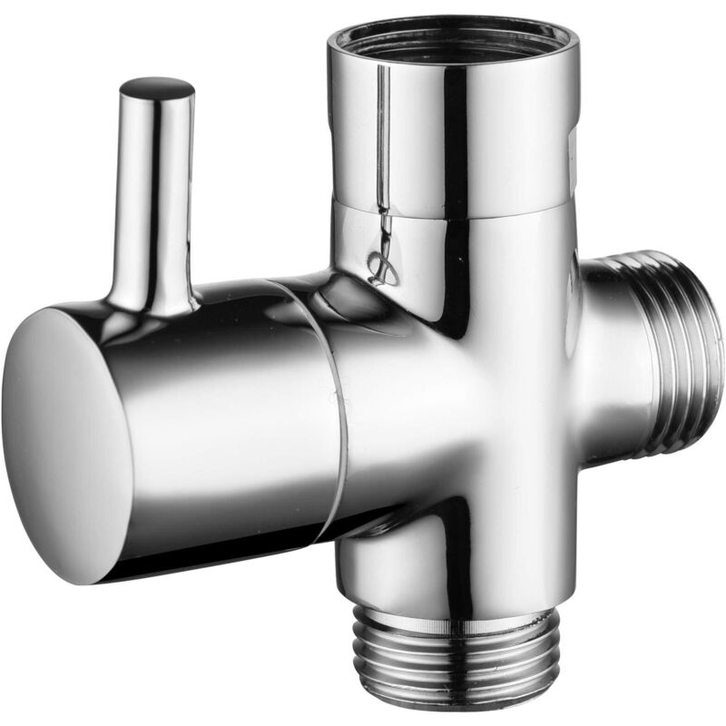 Solid Brass 3-Way Valve G1/2" Hand Shower Shower Components Universal Fitting, Chrome