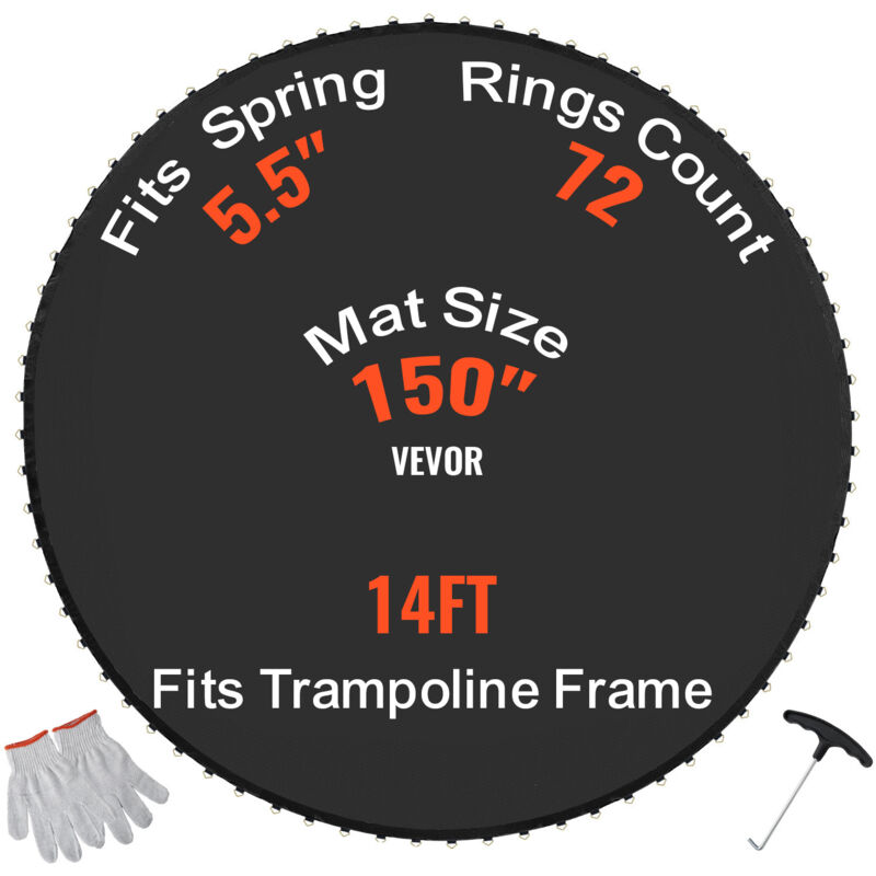 VEVOR Replacement Trampoline Mat, Jumping Mat Fits 14ft Frame, Universal Jumping Mat for 14ft Round Trampoline, Reinforce UV-Resistant Mat with