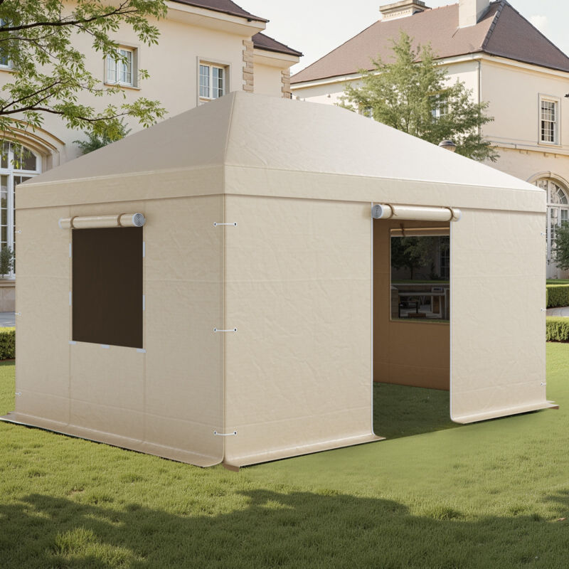 VEVOR Winter Gazebo Cover Fits 10 x 14 ft Hardtop Gazebos, All-Weather Gazebo Cover with Sidewalls & Mesh Windows, High-Density PE Material, Enclosed