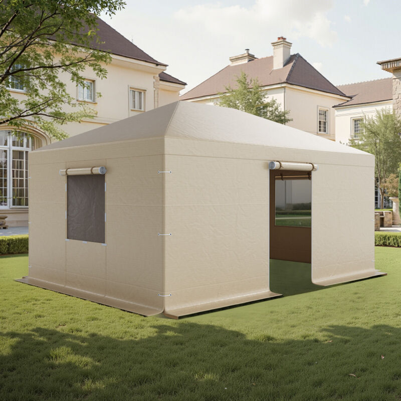VEVOR Winter Gazebo Cover Fits 12 x 16 ft Hardtop Gazebos, All-Weather Gazebo Cover with Sidewalls & Mesh Windows, High-Density PE Material, Enclosed