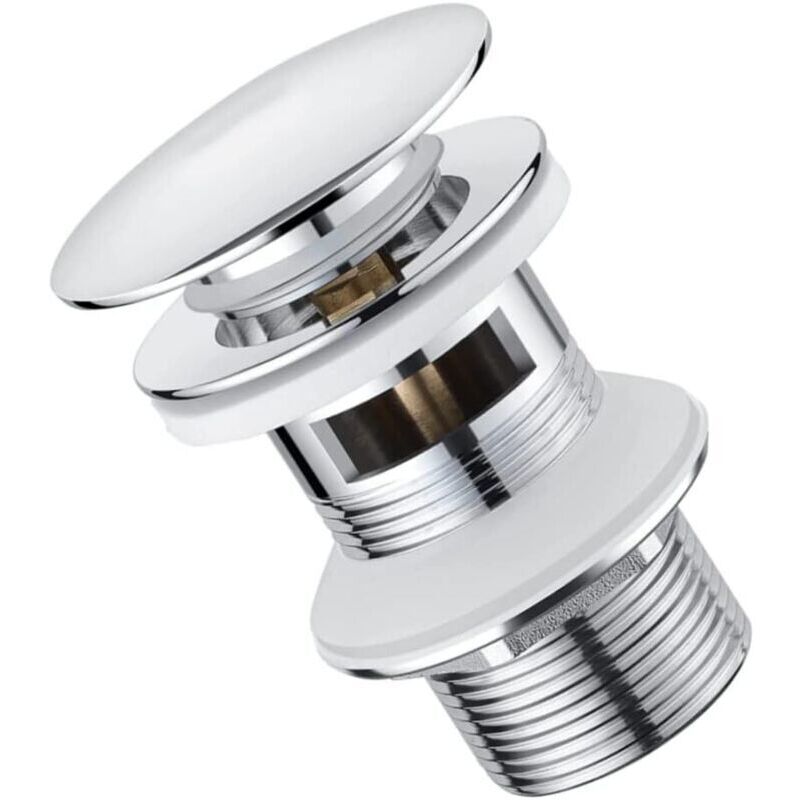 Waste fitting for washbasins and sinks with overflow, 1 1/4" threaded connection, chrome-plated waste fitting with overflow protection
