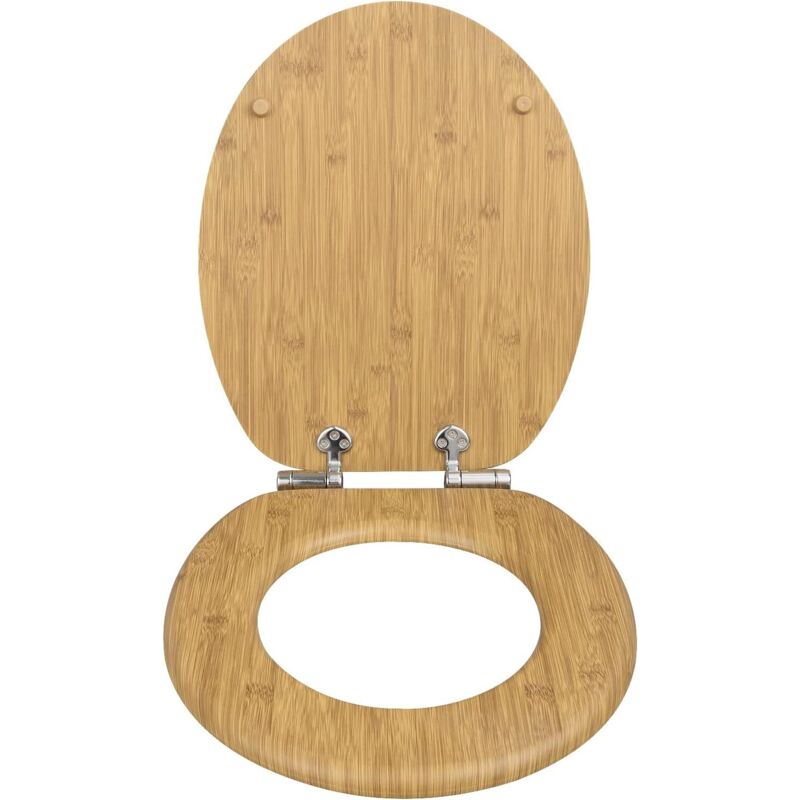 Wooden Toilet Seats Soft Close wc Seat Hinge Ideal for Standard Toilet Bamboo Look - Woltu