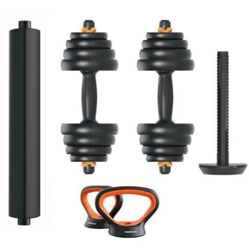 Xiaomi Fed V2 30 kg dumbbell + bar + kettlebell kit - black/orange - TU