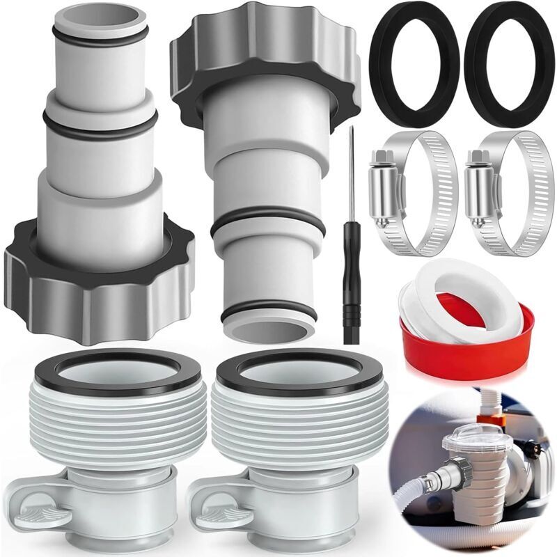 pool hose adapters, 32 mm to 38 mm fitting, for Intex pumps and filtration systems, for use with above-ground pools