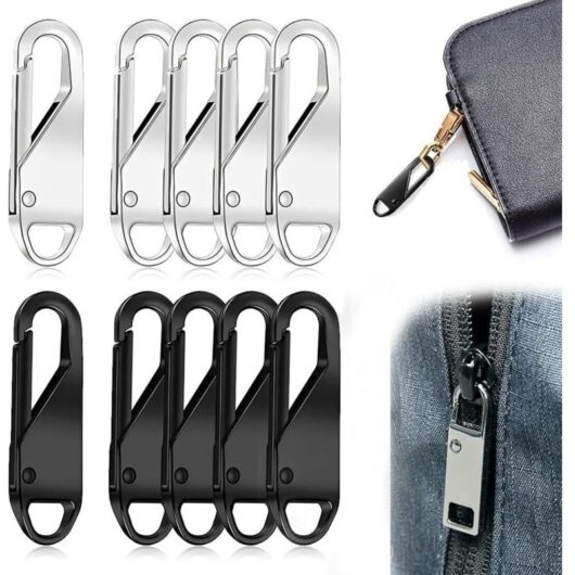 10-Piece Zipper Repair Kit, Replacement Zipper Pull, Zipper Slider, Zipper Repair Tab (Black/Silver)