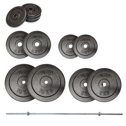 Fuel Fitness 45kg Standard Cast Iron Weight Set with 5ft Bar