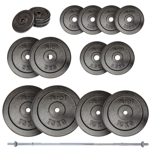 Fuel Fitness 80kg Standard Cast Iron Weight Set with 6ft Bar