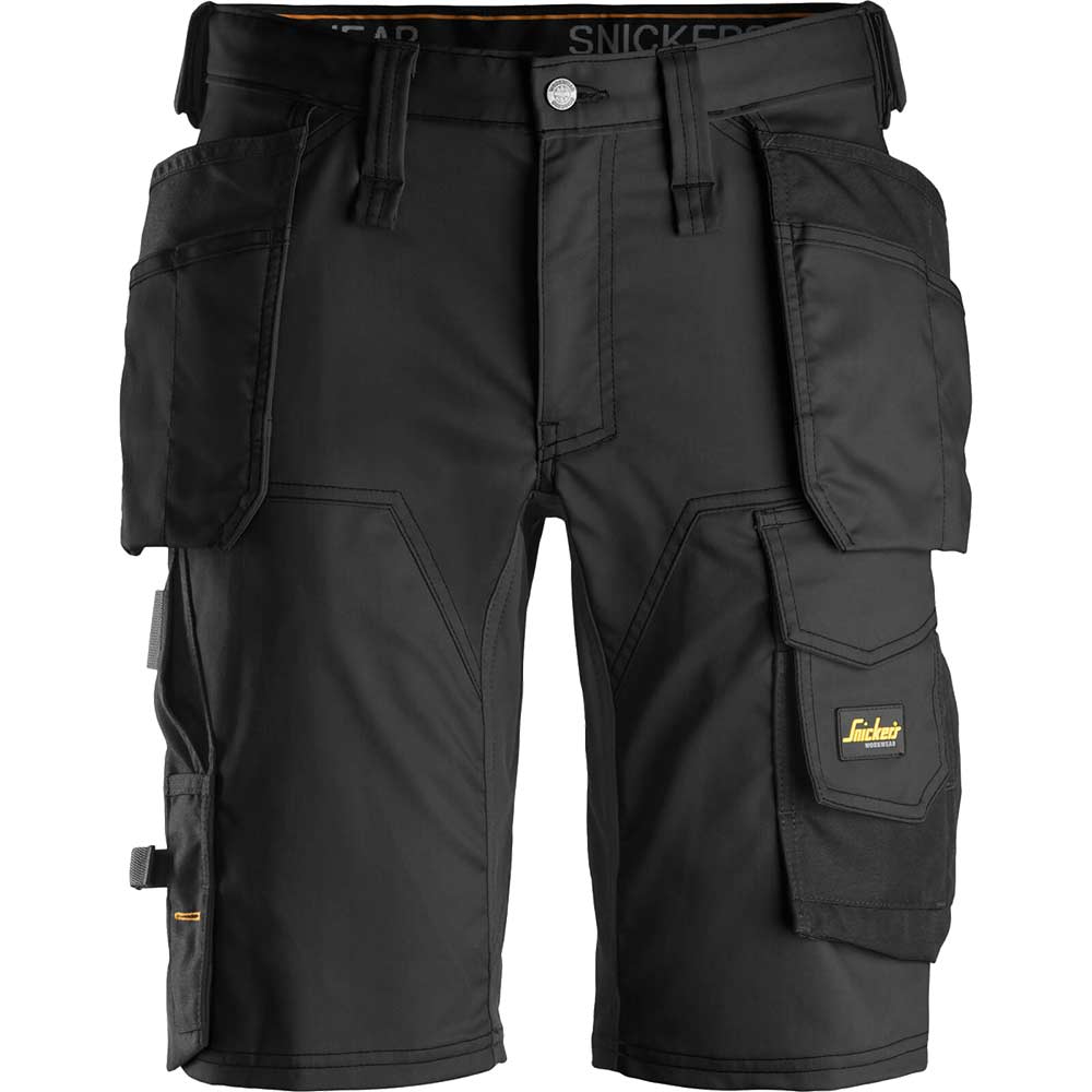 Snickers 6141 Mens Allround Work Stretch Slim Fit Holster Pockets Shorts Black 30"