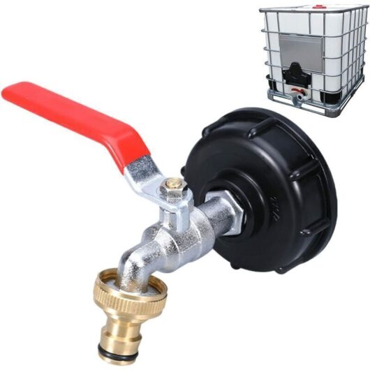 1000L Tank Tap with Hose Adapter, S60X6 IBC Tap Fitting
